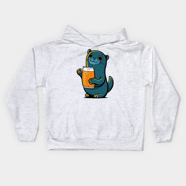 Cute Cartoonish Seam With Beer Mug Kids Hoodie by likbatonboot